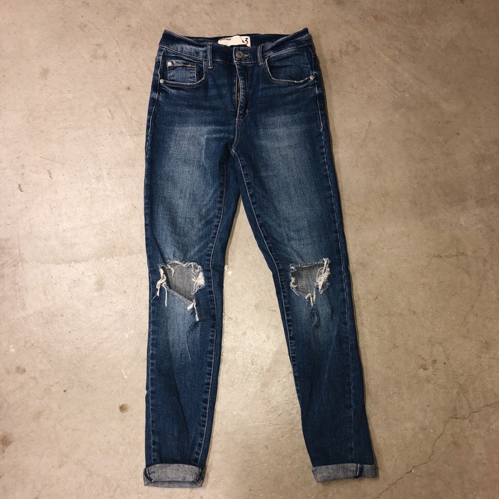 Garage medium wash ripped skinny jeans
